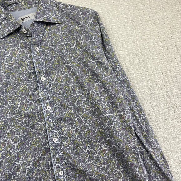 Koike Barcelona Men M Psychedelic Paisley AOP Button Down Shirt Elbow Patch - Picture 4 of 16